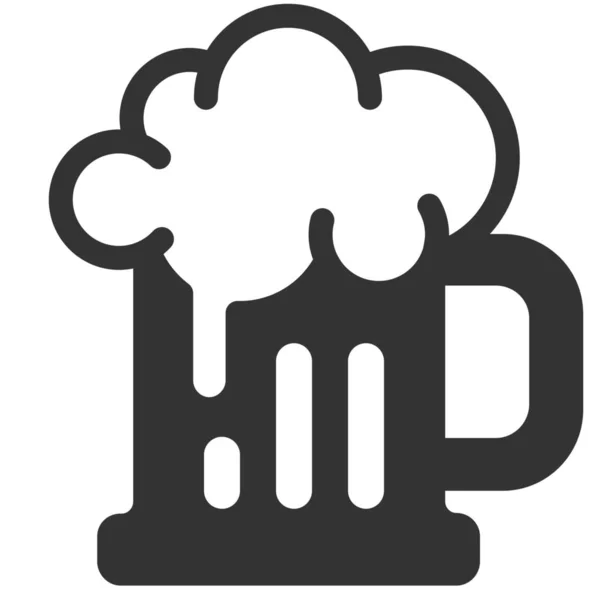 Bière Bière Stein Icône Boisson Dans Style Solide — Image vectorielle