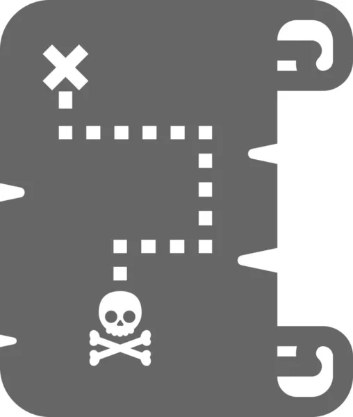 Mapa Aventuras Icono Pirata Estilo Sólido — Vector de stock