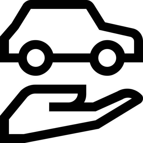 Ícone Mão Cobertura Carro Estilo Esboço — Vetor de Stock