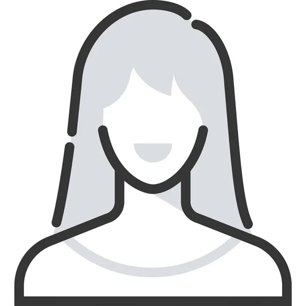 Avatar Face Ícone Feminino Estilo Esboço Preenchido — Vetor de Stock