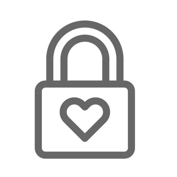 Corazón Bloqueo Amor Icono Estilo Esquema — Vector de stock