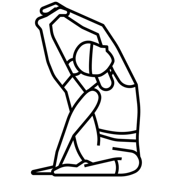 Brújula Pose Yoga Icono Estilo Esquema — Vector de stock