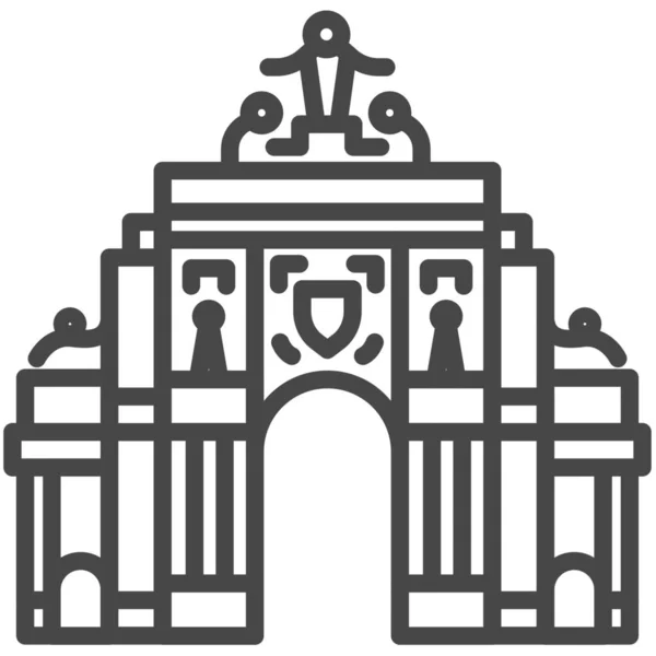 Archová Architektura Obchod Náměstí Ikona Stylu Osnovy — Stockový vektor