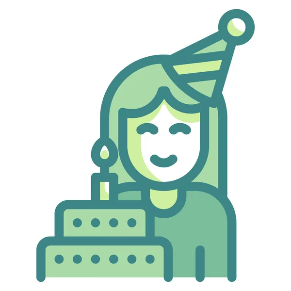 Icono Celebración Del Golpe Cumpleaños Estilo Contorno Lleno — Vector de stock