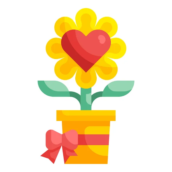 Ícone Flor Amor Planta Categoria Dia Dos Namorados — Vetor de Stock