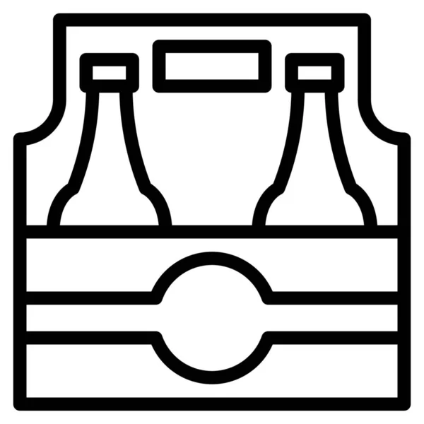 Значок Пляшкової Упаковки Пива Стилі Контур — стоковий вектор