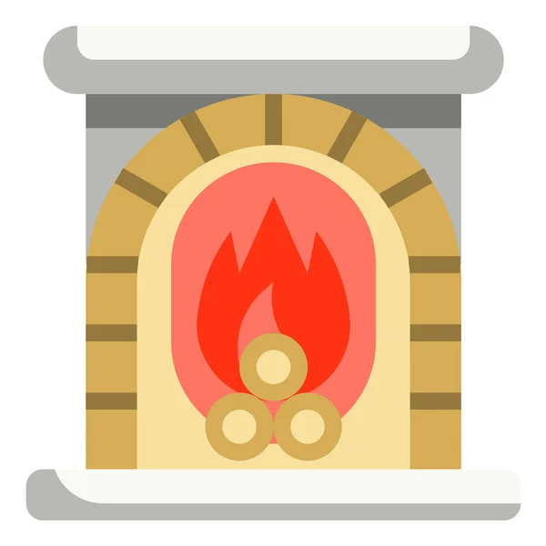 Τζάκι Φωτιά Σπίτι Εικονίδιο Επίπεδο Στυλ — Διανυσματικό Αρχείο