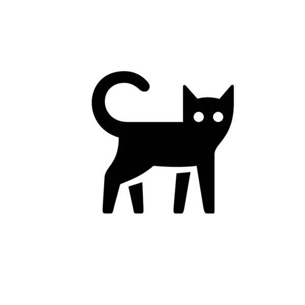 Animal Gato Felino Icono Estilo Sólido — Vector de stock