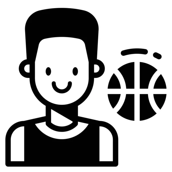 Avatar Basketbalová Hra Ikona Pevném Stylu — Stockový vektor