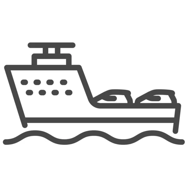 Schip Auto Veerboot Icoon Outline Stijl — Stockvector