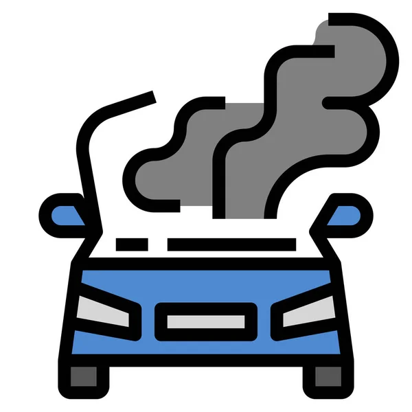 Quemar Icono Calor Del Coche Estilo Contorno Lleno — Vector de stock