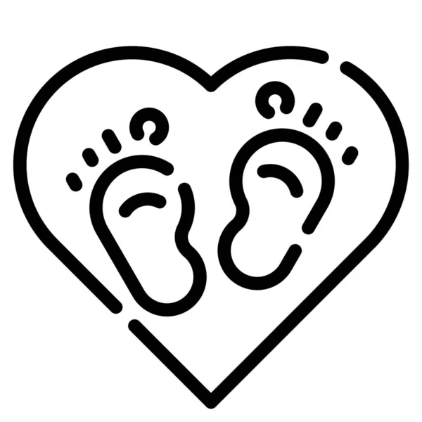 Dos huellas de bebé en forma de corazón. símbolo rojo y azul de un