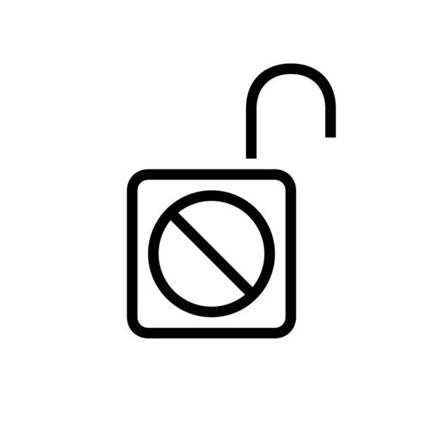 Blocked Dont Lock Icon Outline Style — Stock Vector