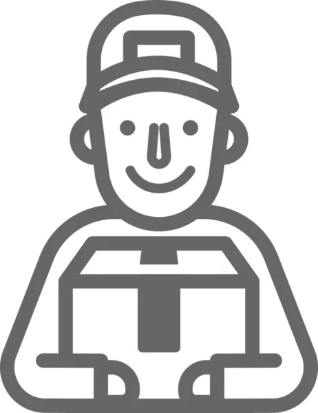 Box Delivery Man Icon Outline Style — Stock Vector