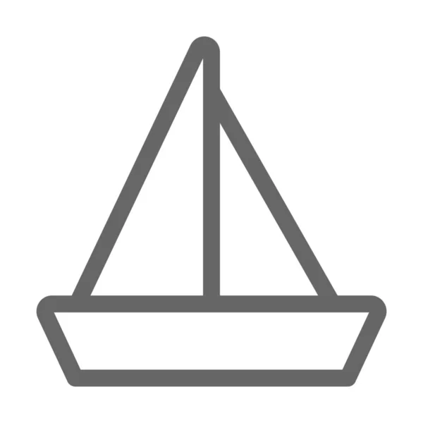 Barca Vela Icona Viaggio Stile Outline — Vettoriale Stock