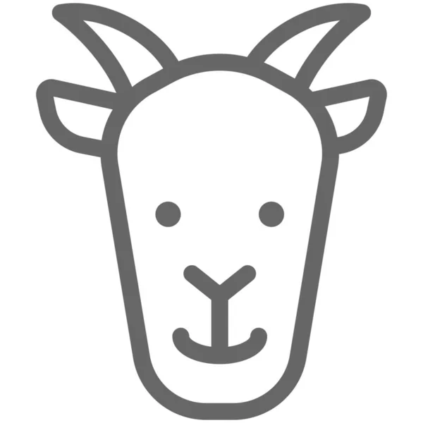 Animal Mignon Icône Chèvre Dans Style Contour — Image vectorielle