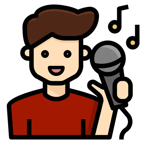 Avatar Karaoke Man Icon Filled Outline Style — Stock Vector