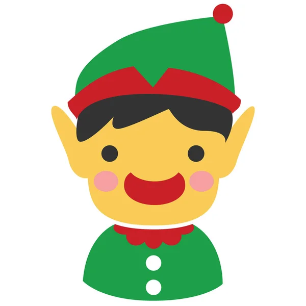 Elfo Natale Icona Assistente Elfo Santa Stile Cartone Animato — Vettoriale Stock