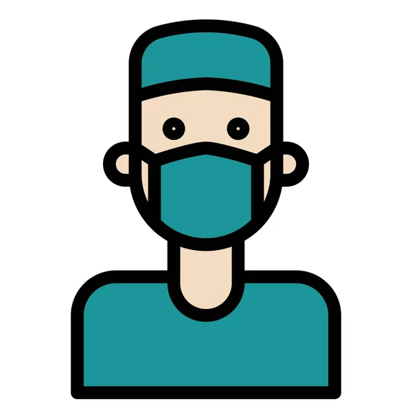 Avater Doctor Medical Icon Filled Outline Style - Stok Vektor