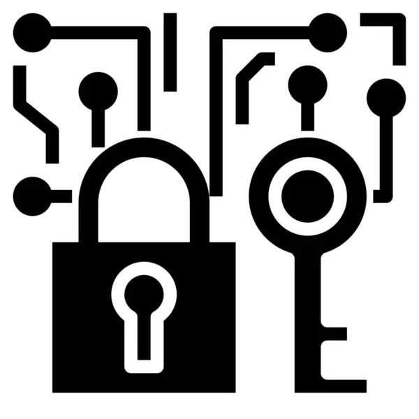 Kryptowaluta Cyfrowa Ikona Prywatności Stylu Solid — Wektor stockowy