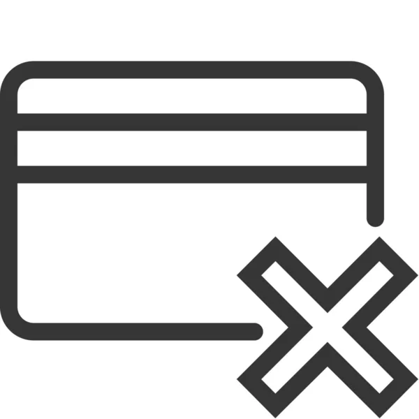 Zrušit Ikonu Křížení Kreditních Karet Stylu Osnovy — Stockový vektor