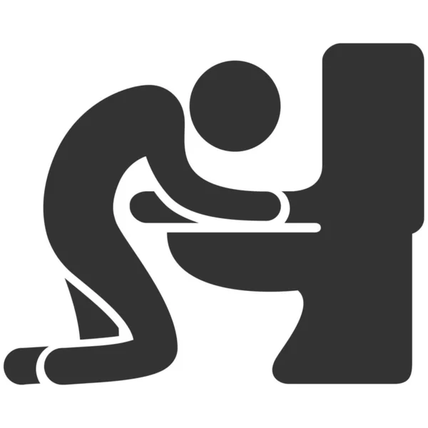 Ivre Vomir Toilettes Icône Dans Style Solide — Image vectorielle
