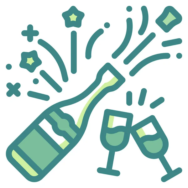 Šampaňské Party Alkoholické Ikony Kategorii Nový Rok — Stockový vektor