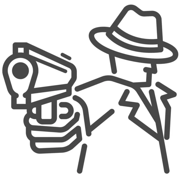 Criminal Criminal Gangster Icono Estilo Esquema — Archivo Imágenes Vectoriales