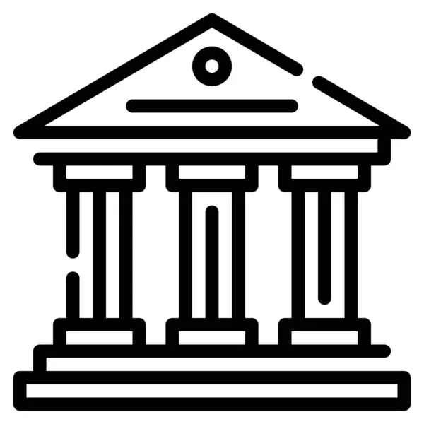 Edificios Bancarios Icono Clásico Estilo Esquema — Vector de stock