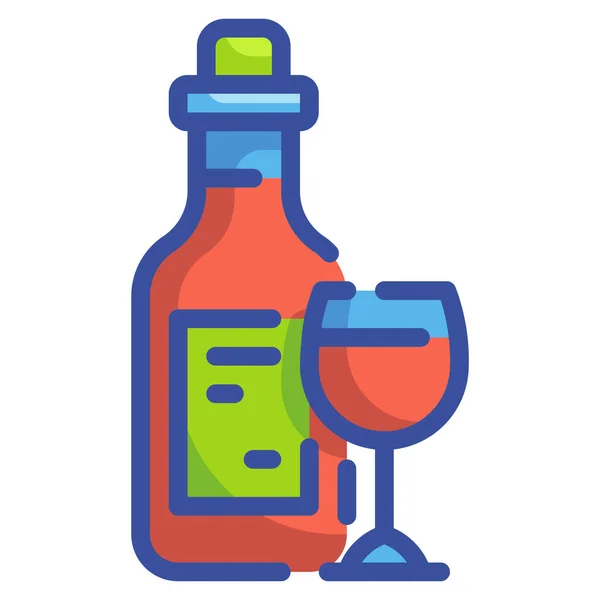 Alkohol Ital Pezsgő Ikon Töltött Körvonalas Stílus — Stock Vector