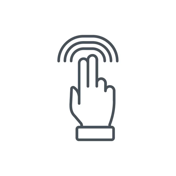 Klik Vinger Gebaar Pictogram Omtrek Stijl — Stockvector