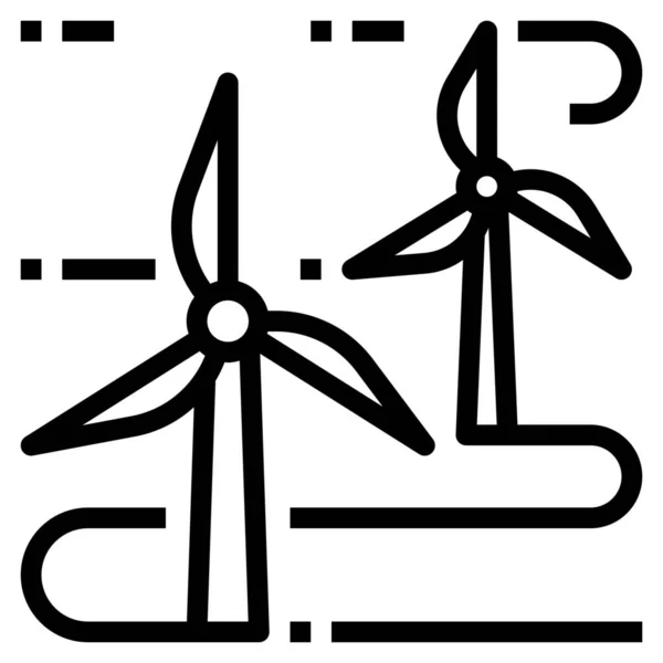 Иконка Фермы Чистой Энергии Стиле Outline — стоковый вектор