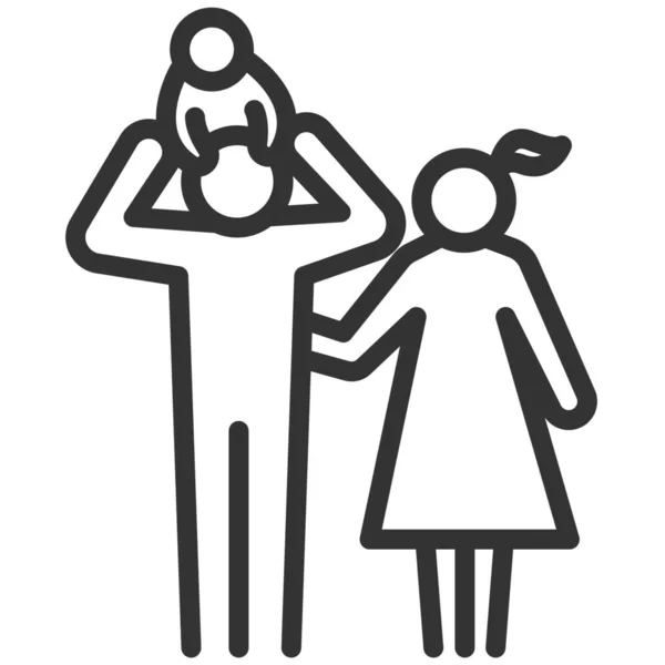 子供のお父さんの家族のアイコン概要スタイル — ストックベクタ
