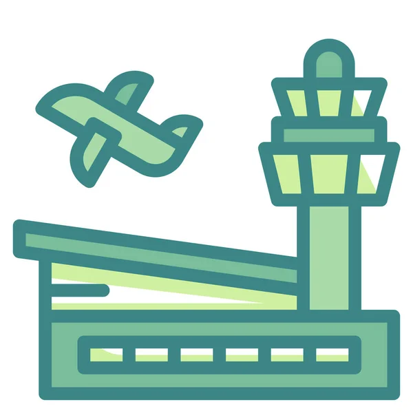 Иконка Архитектуры Аэропорта Самолета Стиле Заполненный План — стоковый вектор