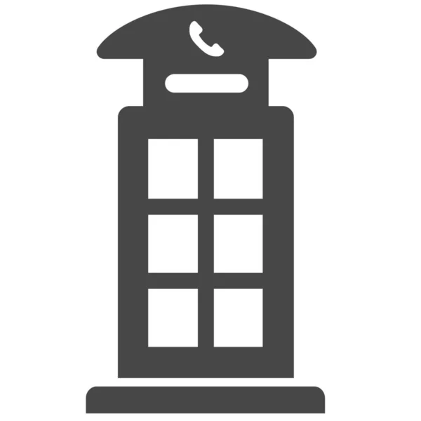 英式的伦敦电话亭图标 实色风格 — 图库矢量图片