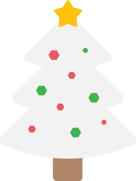Ícone Árvore Decoração Natal Estilo Plano — Vetor de Stock