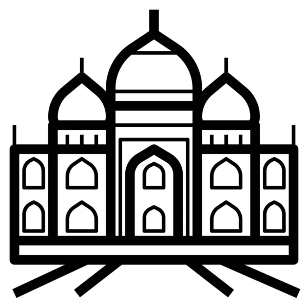 Gebäude Indien Wahrzeichen Ikone Umriss Stil — Stockvektor