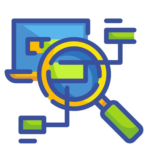 Browser Design Magnifier Icon Filled Outline Style — Stock Vector