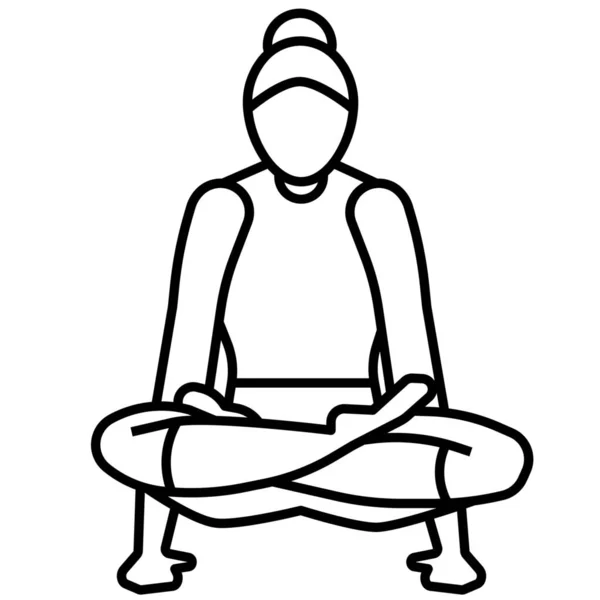 Posa Scala Icona Yoga Stile Outline — Vettoriale Stock