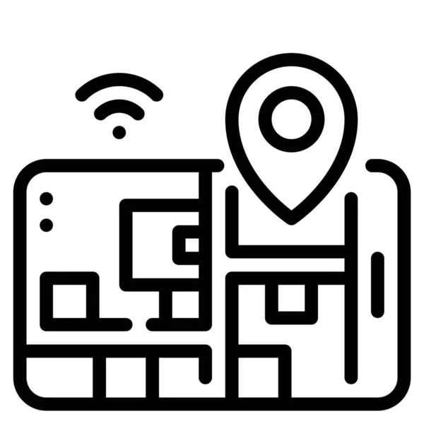 Gps Icono Ubicación Internet Estilo Esquema — Vector de stock