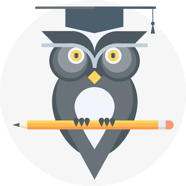 Éducation Diplôme Hibou Icône Dans Style Plat — Image vectorielle