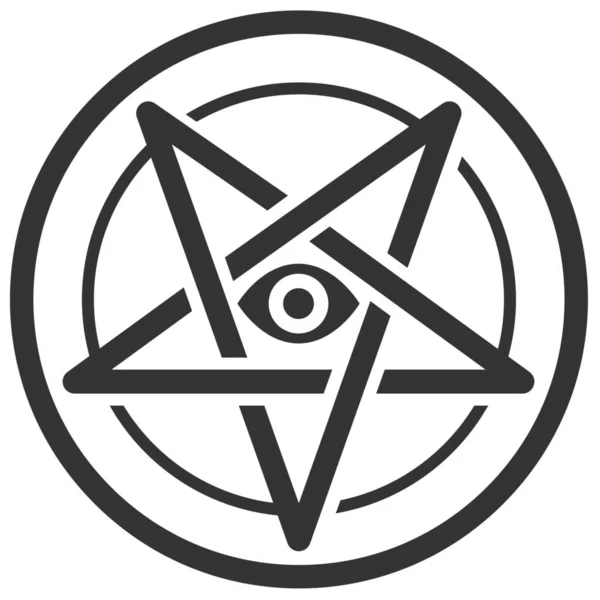 Baphomet Laveyan Pentagramm Icon Solid Style — Stockvektor