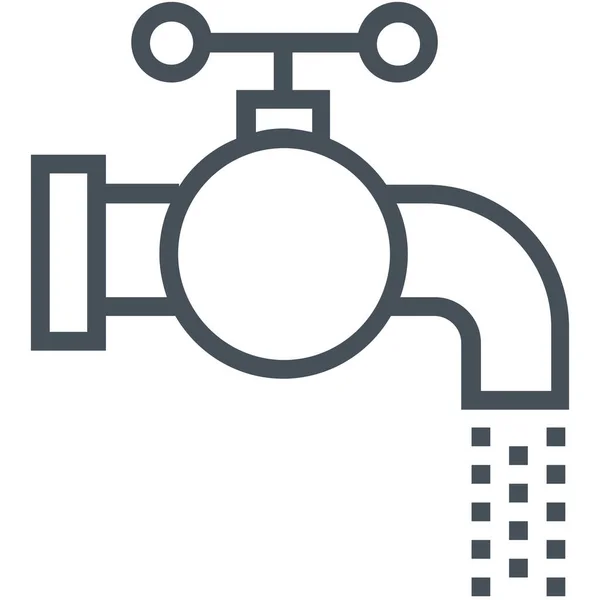 Wasserhahn Symbol Outline Stil — Stockvektor