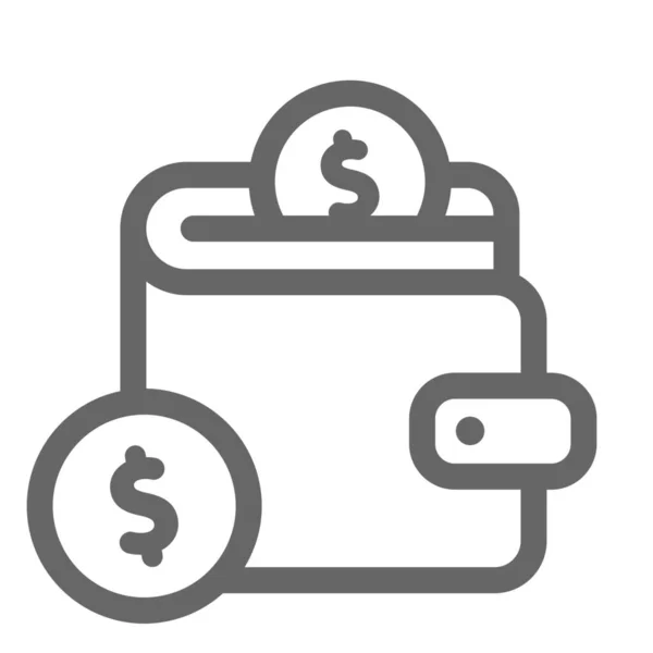 Munt Dollar Geld Pictogram Contouren Stijl — Stockvector