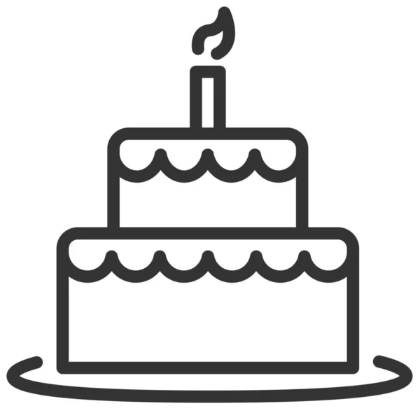 Празднование Дня Рождения Иконка Торта Стиле Абрис — стоковый вектор