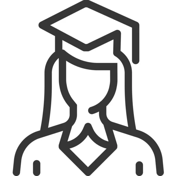 Avatar Cap Graduate Icon Outline Style — Stockový vektor