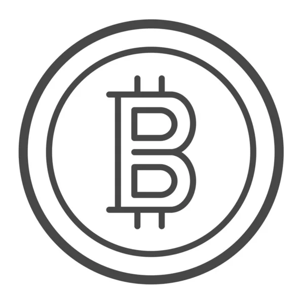 Bitcoin Icône Pièce Blockchain Dans Style Outline — Image vectorielle
