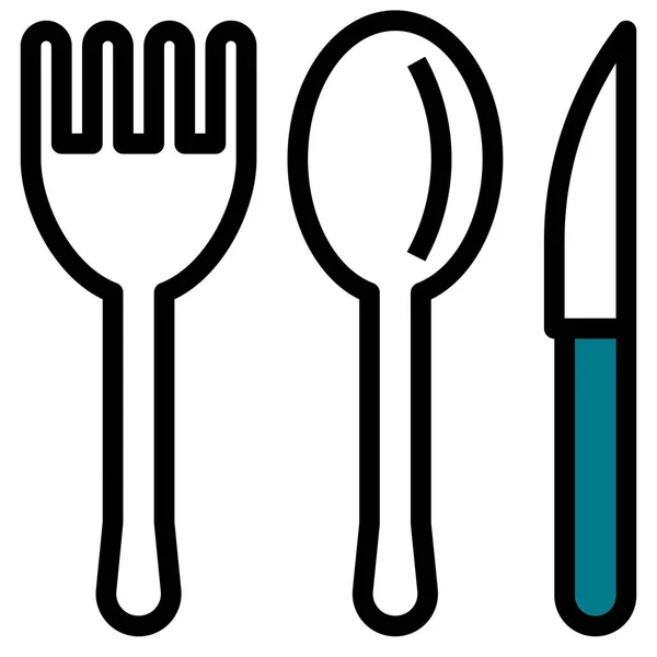 Fork Kitchen Knife Icon Filled Outline Style — Stock Vector