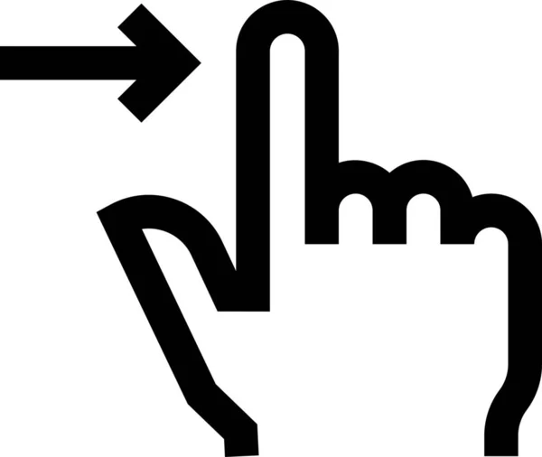 Freccia Dito Icona Della Mano Stile Outline — Vettoriale Stock