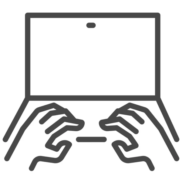 Laptop Biuro Pracy Ikona Stylu Zarys — Wektor stockowy